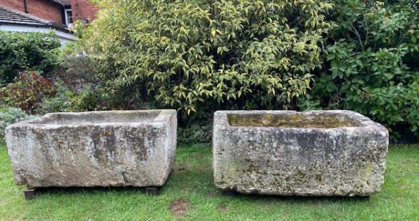 RESERVED 2022 French Trough Collection 8 A Rare Pair of Limestone Troughs (Stk No.4058)